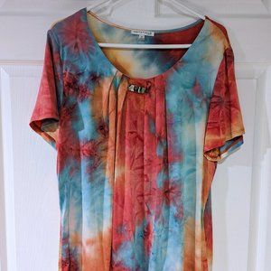 Notations Women Orange Tie Dye Look Blouse